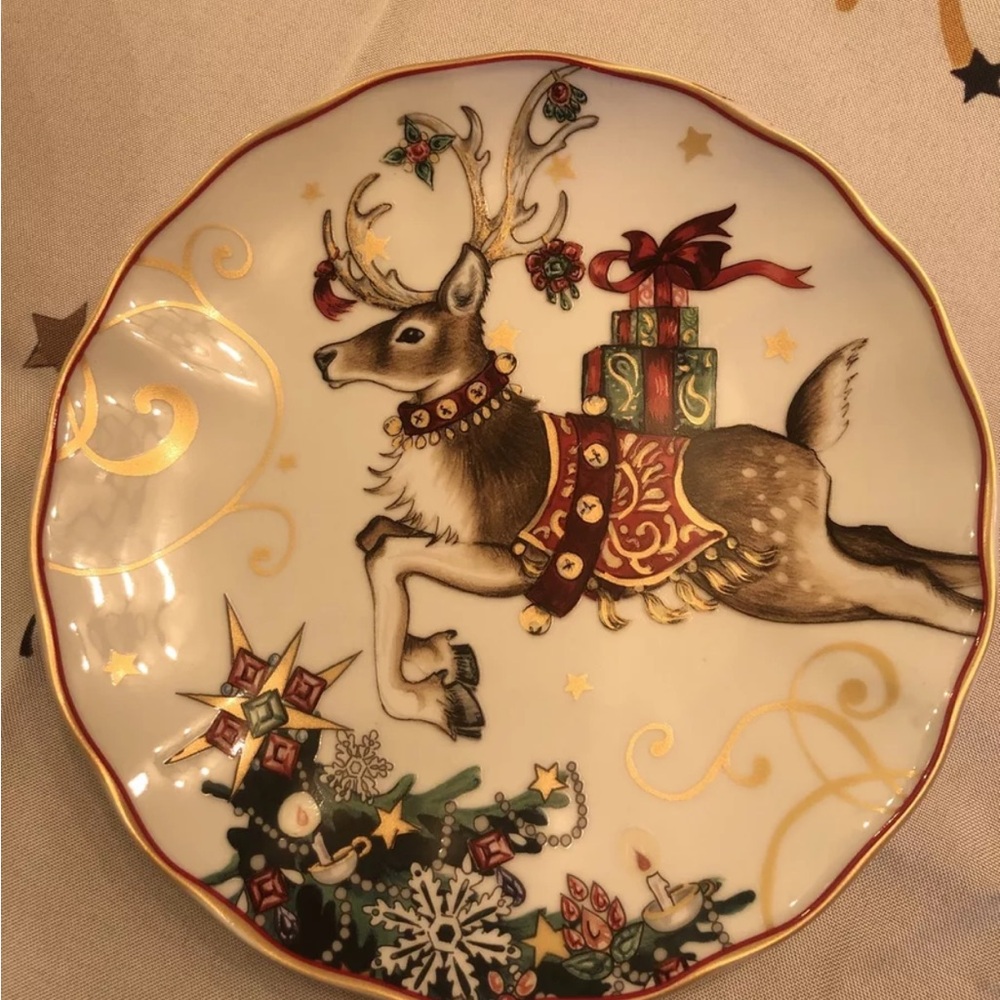 Williams Sonoma TWAS THE NIGHT BEFORE CHRISTMAS Reindeer 8.25” Salad Plate